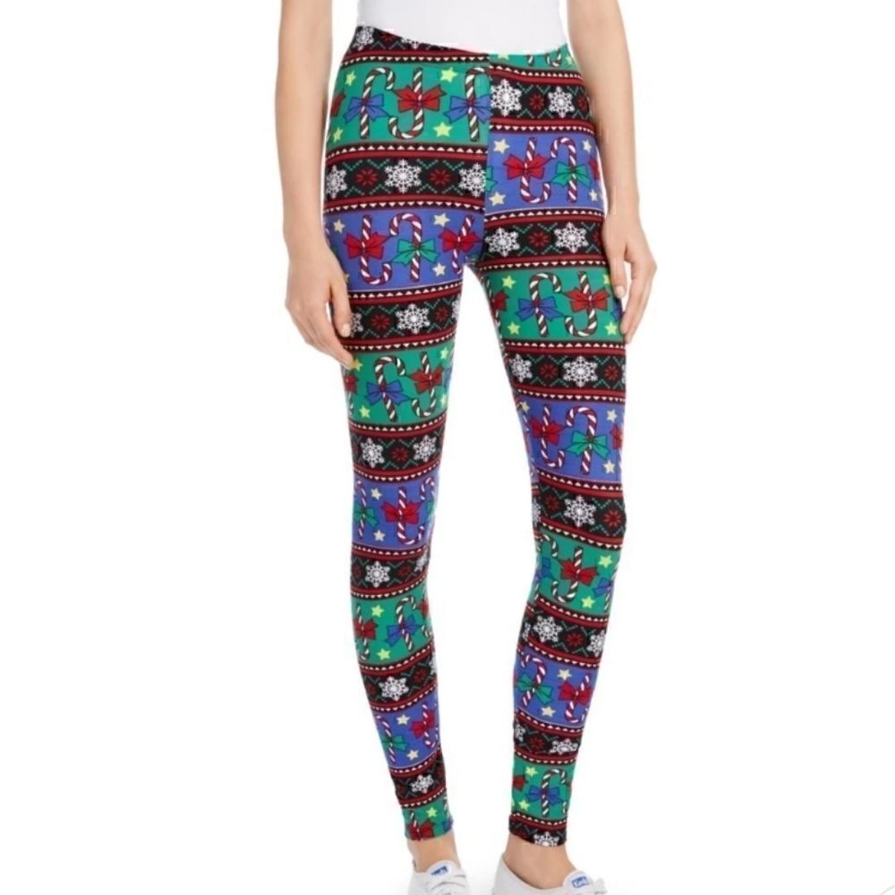 Plaid Candy Cane Christmas Leggings size medium